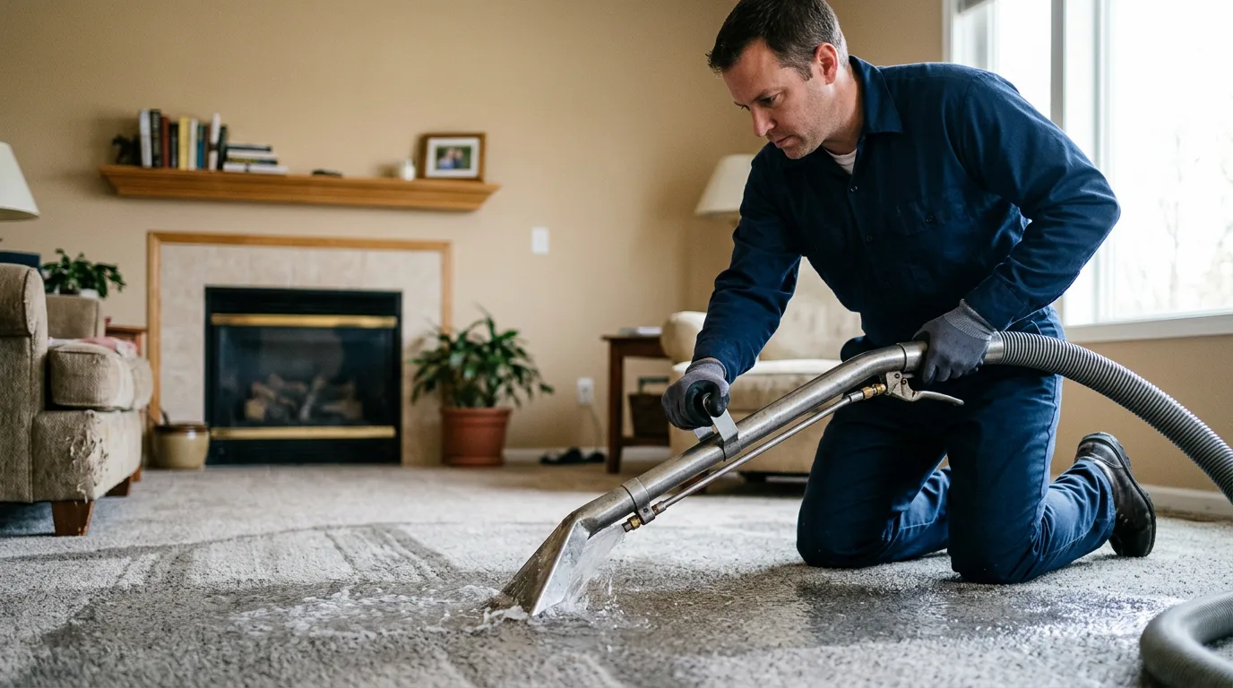 Water damage restoration technician working near Chana, IL